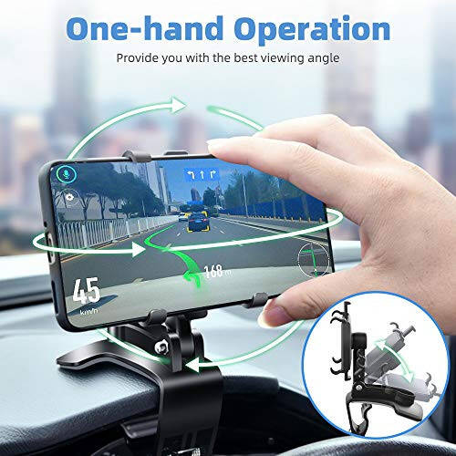 FONKEN Car Phone Mount, [2 Pack] Cell Phone Holder for Car 360 Degree Rotation Dashboard Clip Mount Car Phone Holder Compatible for iPhone 11 13/12 pro Max 8 8Plus Samsung S10 S9 S8 4