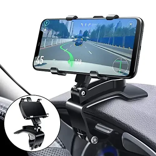 FONKEN Car Phone Mount, 360 Degree Rotation Dashboard Clip Mount, Compatible with iPhone 11/12 Pro Max XS Max XR 8 8Plus 7 Samsung Galaxy S10 S9 S8 LG and More - 1