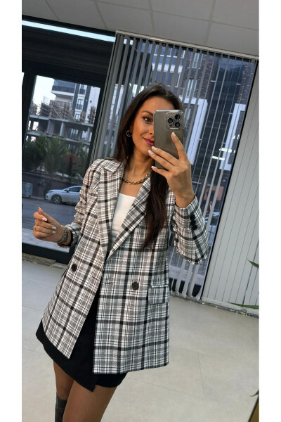 Foo Black Checked Blazer Jacket - 3