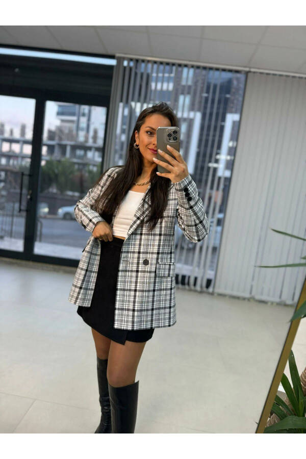 Foo Black Checked Blazer Jacket - 4