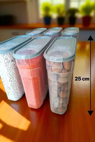 Food & Legumes Pantry Storage Container 6 Piece Set Luxury Box (4 LT) Dowry Set 12 Piece Silicone Lid Red - 1