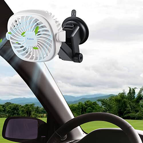 Foonsen Rechargeable USB Stroller Fan, Portable Car Fan, Car Seat Fan, Desk Fan, Flexible Tripod Clip on Bed, Bike, and Crib, Battery Powered White - 1