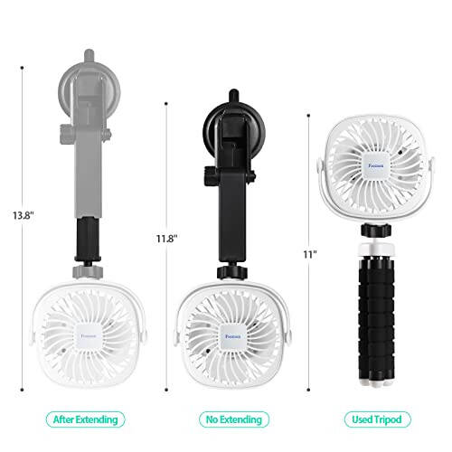 Foonsen Şarj Edilebilir USB Bebek Arabası Vantilatörü, Taşınabilir Araba Vantilatörü, Araba Koltuğu Vantilatörü, Masa Vantilatörü, Esnek Tripod Klipsli Yatak, Bisiklet ve Beşik Vantilatörü, Pil Güçlü Beyaz - 6