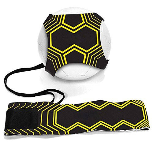 Football Kick Trainer Soccer Training Aids Hands Free Throw Sole Practice Equipment for Kids with Adjustable Belt Elastic Rope Fits Ball 3, 4, and 5 - 1