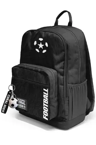 Football Patterned 3-Piece School Bag Set-Black - 8