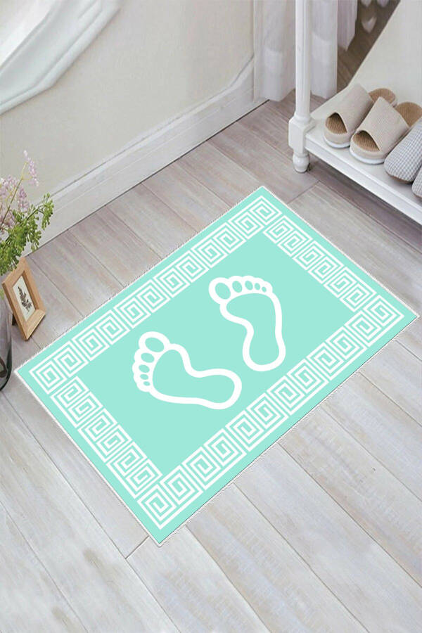 Footprint Bathroom Mat 40cmx60cm Turquoise Mat - 1