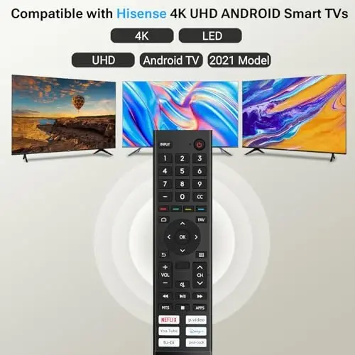 for Hisense-Smart-TV-Remote Replacement, for Hisense 4K UHD Android Smart TVs (ERF3J80H) - 2
