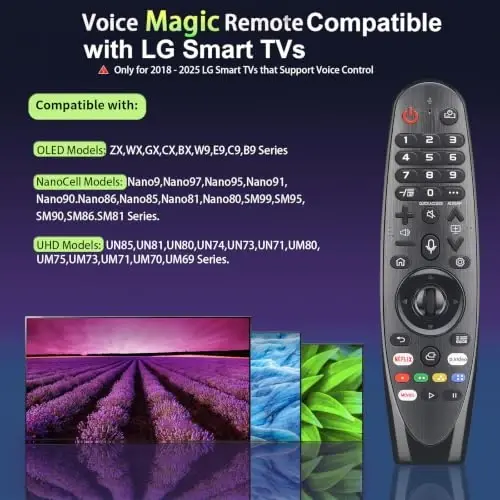for LG-Magic-TV-Remote, for Most 2019-2025 LG Remote Control for Smart TVs | with Voice and Pointer Function, MR20GA, Air Mouse, 3 Shortcut Buttons - Gvirtue (1)