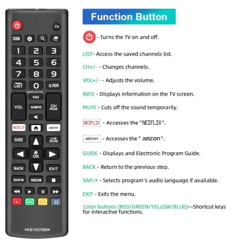 for LG Smart TV Remote, Universal Replacement for All LG TVs | AKB75375604 - 4