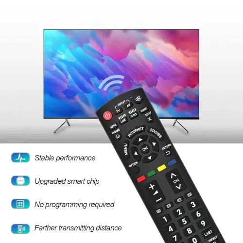 for Panasonic TV Remote Replacement, Compatible with All Panasonic LED/LCD/Viera Link/HDTV/ 3D Smart TVs - 5