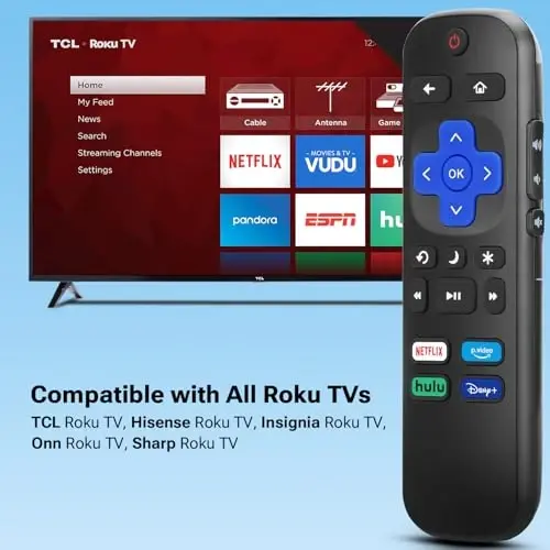 for Roku TV Remote Control Replacement, Compatible with TCL/Hisense/Onn/Insignia/Sharp/Roku TVs - GVIRTUE (1)