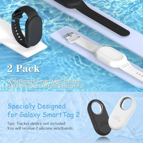 for Samsung Galaxy SmartTag 2 Wristband Holder [2-Pack], Soft Silicone Wristband Smart Tag 2 Holder Kids Bracelet Galaxy Smart Tag 2 Case for Child Elderly (Black+White) - 2