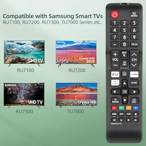 for Samsung Smart TV Remote, Remote Control Replacement for Samsung LED LCD QLED 4K 8K UHD 3D HDTV HDR Curved Crystal Smart TVs (BN59-01315J) - 2