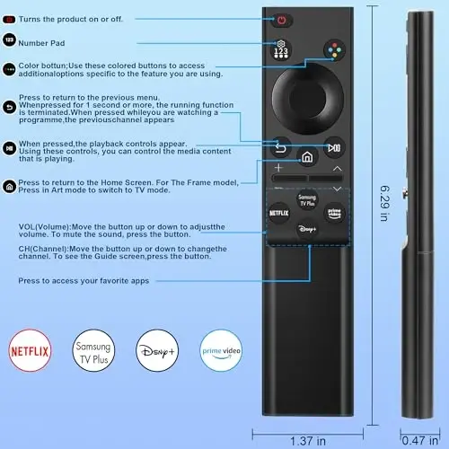 for Samsung TV Remote Control Replacement Universal for BN59-01388A, Compatible with Samsung Smart Curved QLED Frame LED LCD HDTV SUHD UHD 3D 4K 8K TVs - 6