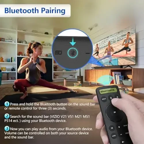 for VIZIO-Soundbar-Remote-Replacement，Backlit Display Remote for Home Theater Sound Bar，D21-H D51-H D512-H for VIZIO M/V/P Series Home Audio Sound System - 4