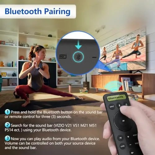 for VIZIO-Soundbar-Remote-Replacement，Backlit Display Remote for Home Theater Sound Bar，D21-H D51-H D512-H for VIZIO M/V/P Series Home Audio Sound System - 4