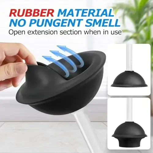 FORASTO 2 in 1 Toilet Brush and Plunger Set, Toilet Bowl Brush Plunger Set,Extended Handle Plunger,Bathroom Cleaning Tools,Toilet Brush Plunger Combo,Cleaning Brush（Pearl White，20.8inch） - 4