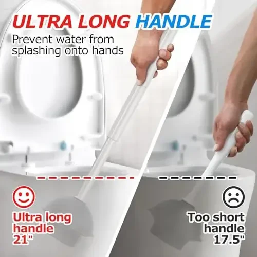 FORASTO 2 in 1 Toilet Plunger and Brush Set,Extended Handle Plunger,Toilet Bowl Brush Plunger Set,Bathroom Cleaning Tools,Cleaning Brush,Toilet Brush Plunger Combo,Cream Grey（21inch） - 2