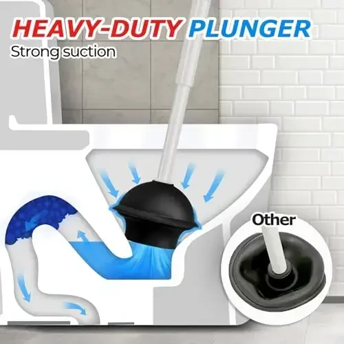 FORASTO 2 in 1 Toilet Plunger and Brush Set,Extended Handle Plunger,Toilet Bowl Brush Plunger Set,Bathroom Cleaning Tools,Cleaning Brush,Toilet Brush Plunger Combo,Cream Grey（21inch） - 3