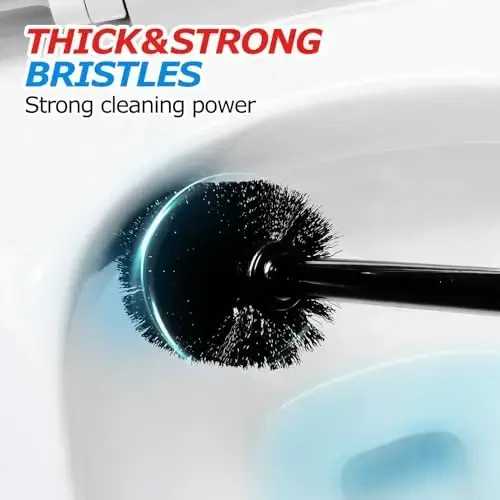 FORASTO 2Pack 2 in 1 Toilet Brush and Plunger Set, Extended Handle Plunger,Toilet Bowl Brush Plunger Set,Bathroom Cleaning Tools,Toilet Brush Plunger Combo,Cleaning Supplies，Bright Black(19.9inch) - 5
