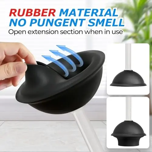 FORASTO 2 in 1 Toilet Plunger and Brush Set,Extended Handle Plunger,Toilet Bowl Brush Plunger Set,Bathroom Cleaning Tools,Cleaning Brush,Toilet Brush Plunger Combo,Cream Grey（21inch） - 4