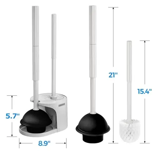 FORASTO 2 in 1 Toilet Plunger and Brush Set,Extended Handle Plunger,Toilet Bowl Brush Plunger Set,Bathroom Cleaning Tools,Cleaning Brush,Toilet Brush Plunger Combo,Cream Grey（21inch） - 6