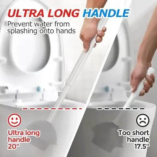 FORASTO 3Pack hojatxona cho'tkasi va porshen to'plami, uzaytirilgan tutqichli porshen, hojatxona uchun cho'tka porshen to'plami, hammom tozalash vositalari, hojatxona cho'tkasi porshen kombinatsiyasi, tozalash cho'tkasi, tozalash materiallari (20 dyuym) - 2