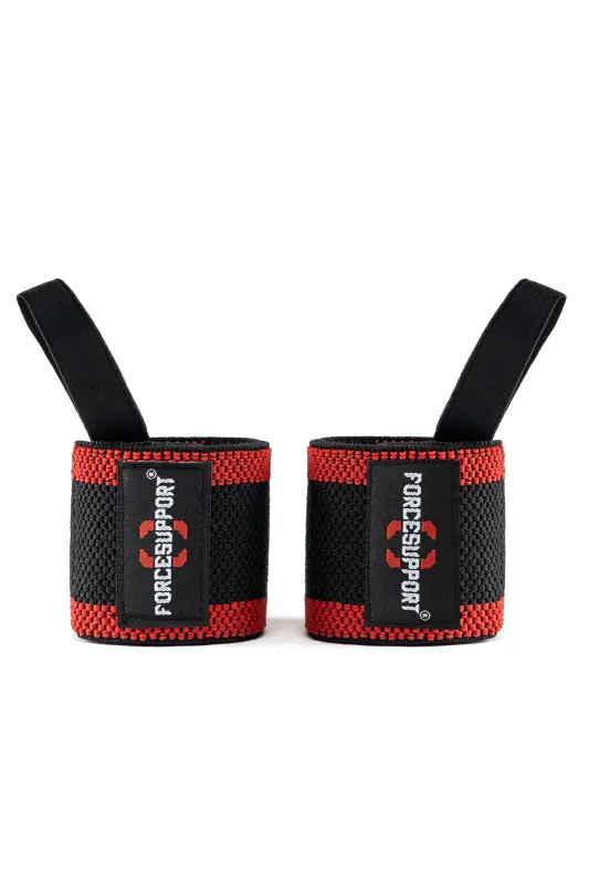 Force Fitness Crossfit Body Weight Support Wristband Black-Red Striped (2 PCS) Şk-122-Kırmızıı - 3