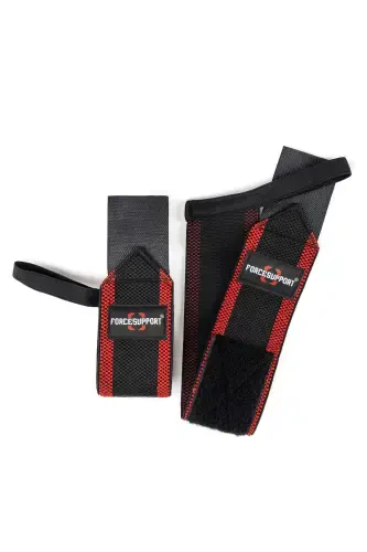 Force Fitness Crossfit Body Weight Support Wristband Black-Red Striped (2 PCS) Şk-122-Kırmızıı - 3