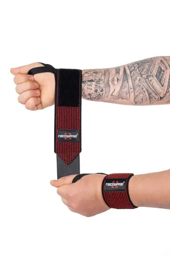 Force Fitness Crossfit Bodyweight Support Wristband Black-red Embroidered (2 PCS) Şk-123 - FORCE SUPPORTS (1)