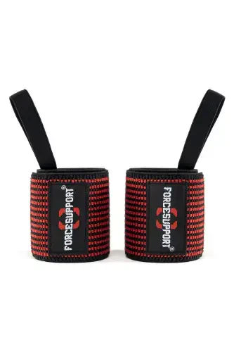 Force Fitness Crossfit Bodyweight Support Wristband Black-red Embroidered (2 PCS) Şk-123 - FORCE SUPPORTS (1)