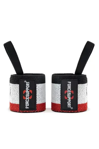 Force Fitness Crossfit Bodyweight Support Wristband Black-red-white (2 PCS) Şk-125 - 2