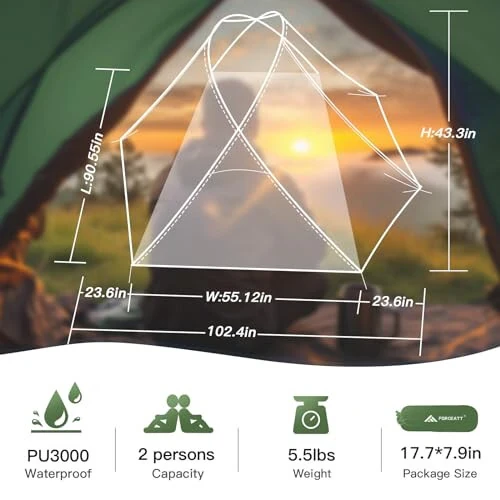 Forceatt Camping Tent 2 Person, Backpacking Tent Waterproof & Windproof, Ultralight Instant Tent with Rain Fly for Camping, Hiking, Outdoor - Forceatt (1)