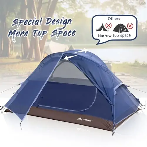 Forceatt Camping Tent 2 Person, Backpacking Tent Waterproof & Windproof, Ultralight Instant Tent with Rain Fly for Camping, Hiking, Outdoor - 5