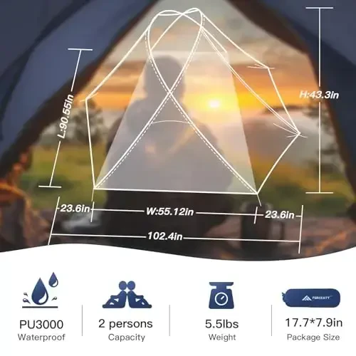 Forceatt Camping Tent 2 Person, Backpacking Tent Waterproof & Windproof, Ultralight Instant Tent with Rain Fly for Camping, Hiking, Outdoor - FORCEATT (1)