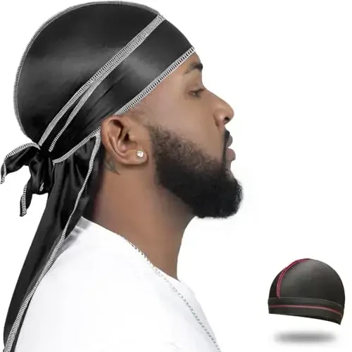 ForceWave Silky Durag for Men Wave Cap Satin Dorag for Men Women 360 Wave - FORCEWAVE (1)