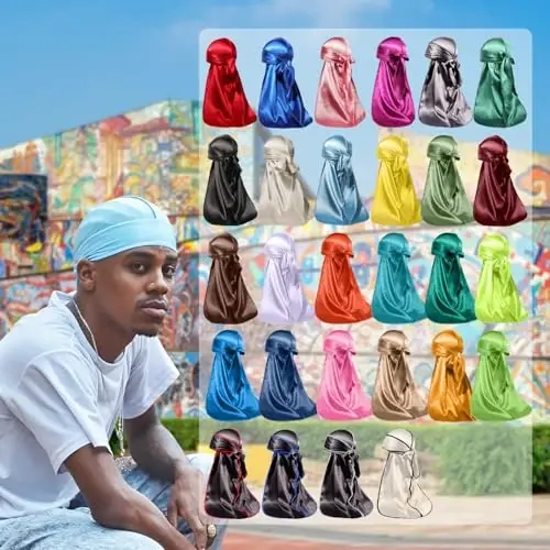 ForceWave Silky Durag for Men Wave Cap Satin Dorag for Men Women 360 Wave - 6