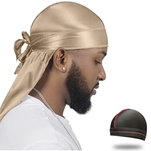 ForceWave Silky Durag for Men Wave Cap Satin Dorag for Men Women 360 Wave 