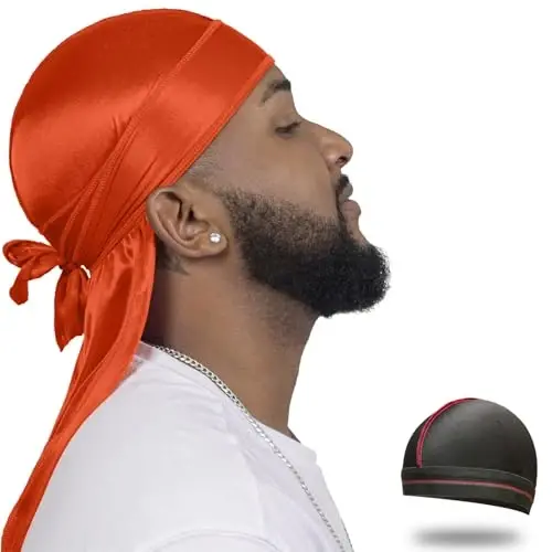 ForceWave Silky Durag for Men Wave Cap Satin Dorag for Men Women 360 Wave - 1