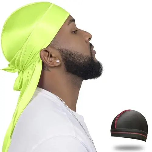 ForceWave Silky Durag for Men Wave Cap Satin Dorag for Men Women 360 Wave - 1
