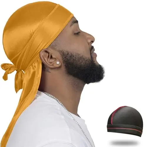 ForceWave Silky Durag for Men Wave Cap Satin Dorag for Men Women 360 Wave - 1
