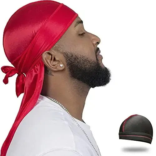 ForceWave Silky Durag for Men Wave Cap Satin Dorag for Men Women 360 Wave - FORCEWAVE