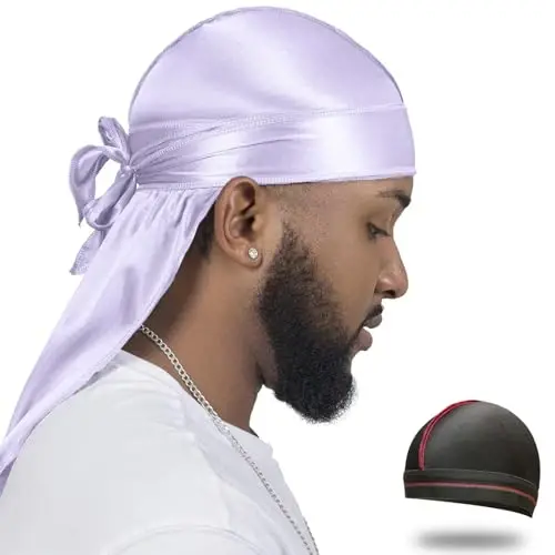 ForceWave Silky Durag for Men Wave Cap Satin Dorag for Men Women 360 Wave - 1