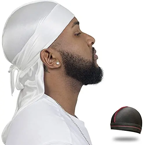 ForceWave Silky Durag for Men Wave Cap Satin Dorag for Men Women 360 Wave - 1