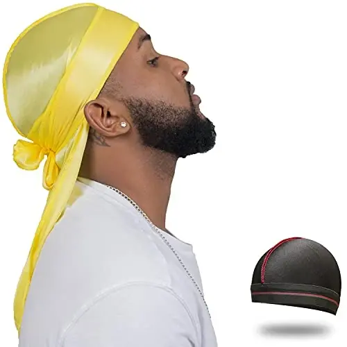 ForceWave Silky Durag for Men Wave Cap Satin Dorag for Men Women 360 Wave - 1