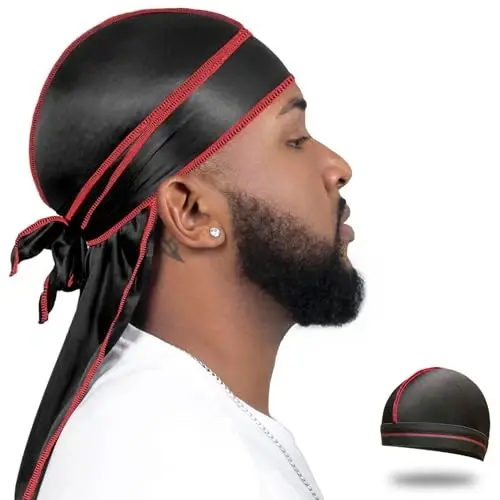 ForceWave Silky Durag for Men Wave Cap Satin Dorag for Men Women 360 Wave - 1