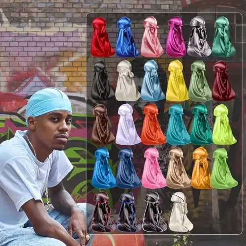 ForceWave Silky Durag for Men Wave Cap Satin Dorag for Men Women 360 Wave - 5