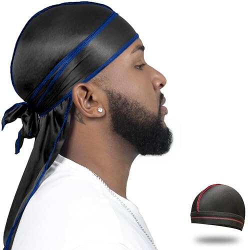 ForceWave Шелковый Durag для мужчин Волны Кепка Сатиновый Dorag для мужчин Женщин 360 Волны - 1