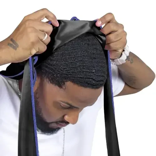 ForceWave Silky Durag erkaklar uchun Wave Cap Satin Dorag erkaklar ayollar 360 Wave - 4
