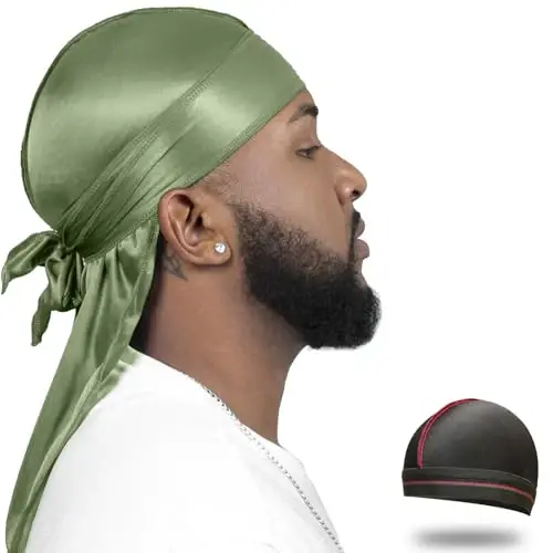ForceWave Silky Durag erkaklar uchun Wave Cap Satin Dorag erkaklar ayollar 360 Wave 